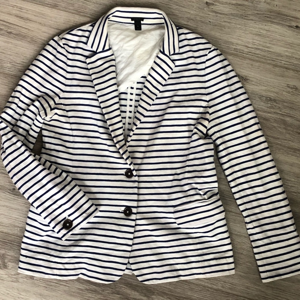 JCrew striped cotton stretch blazer